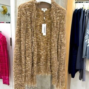 fabulous Boucle fringe detail cardigan in trendy brown and camel mix.